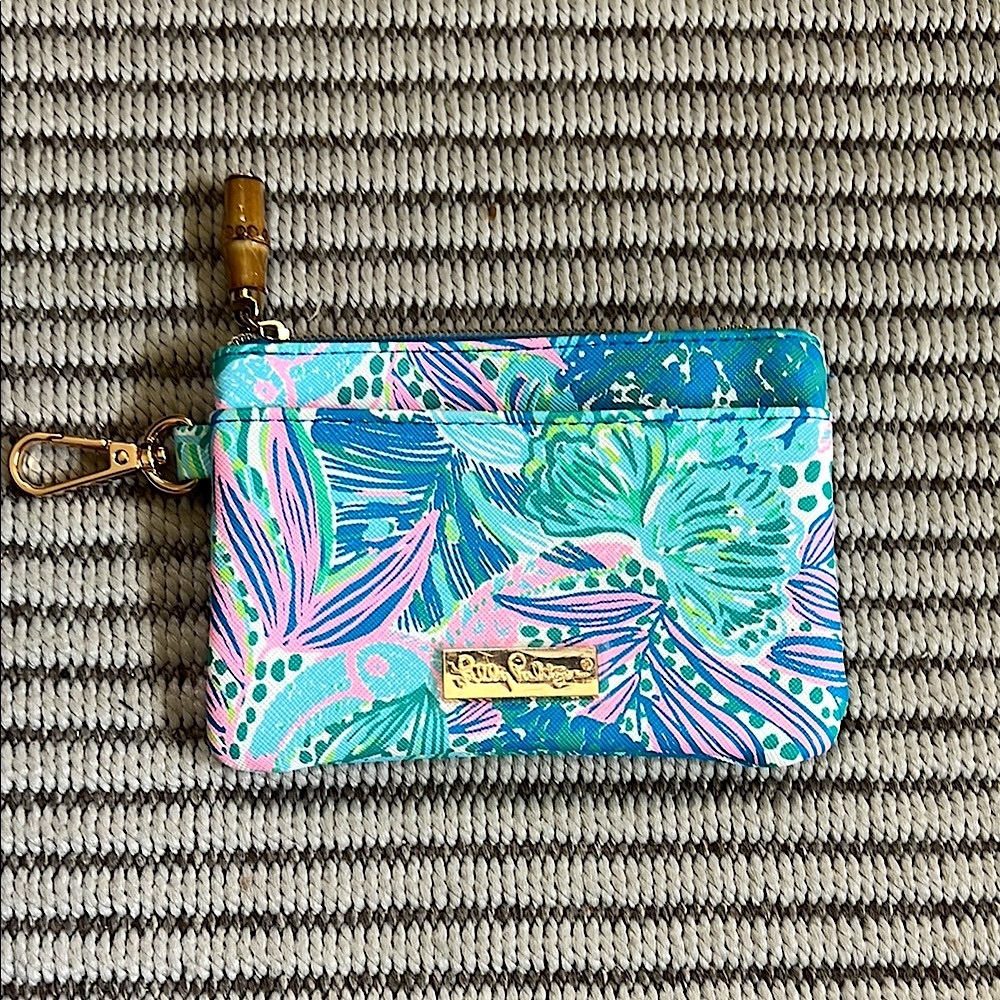 Lilly Pulitzer Tropical Blue and Pink Coin Pouch NWOT